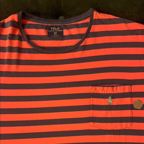 Polo by Ralph Lauren Men's Red and Navy Striped Shirt - Picture 4 of 5